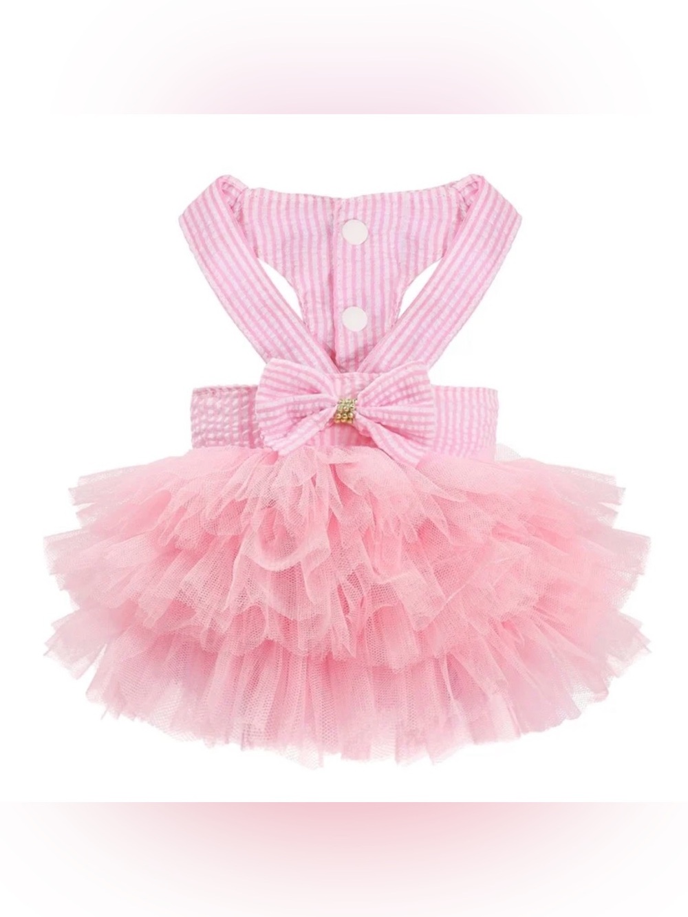 Boutique Pink Tulle Ruffle Pet Dress with Bow - Picture 1 of 11